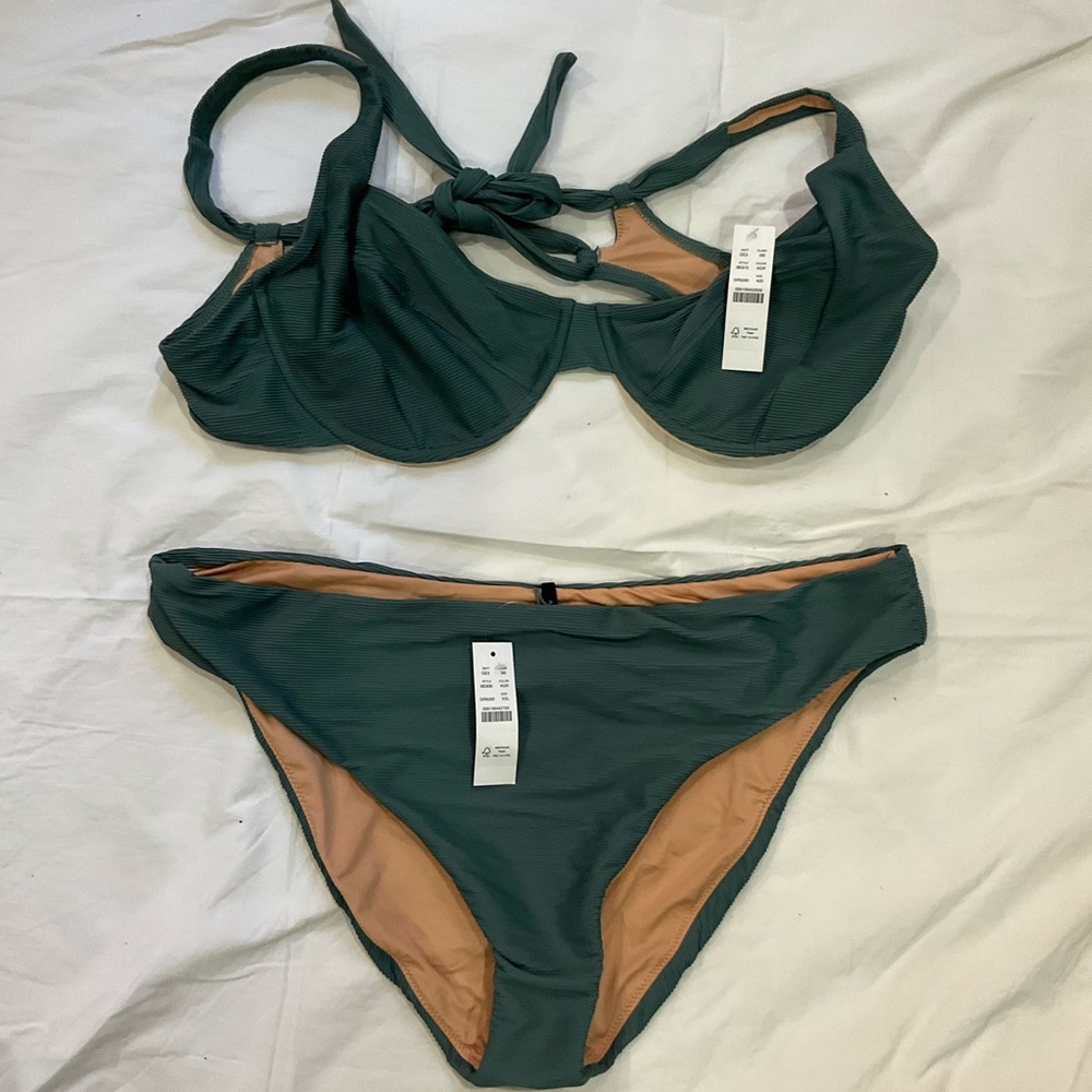 J. Crew Dark Green Bikini Set